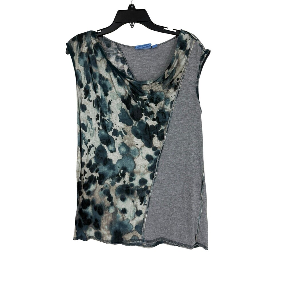 Simply Vera Vera Wang Sleeveless Asymmetrical Mixed Print Top Watercolor Print L
